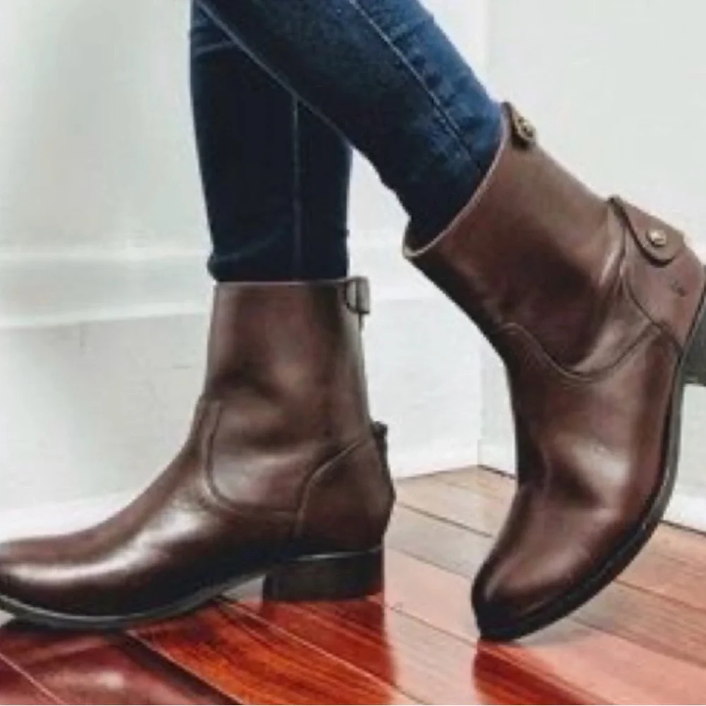Frye Melissa Dark Brown Ankle Boots - Picture 1 of 11